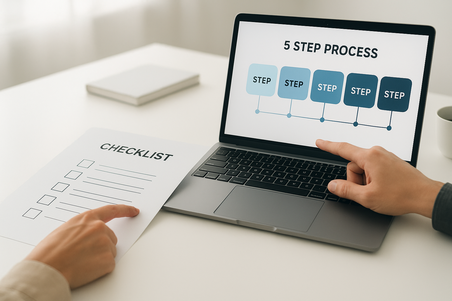 Team reviewing a five-step checklist for choosing an HR outsourcing resource