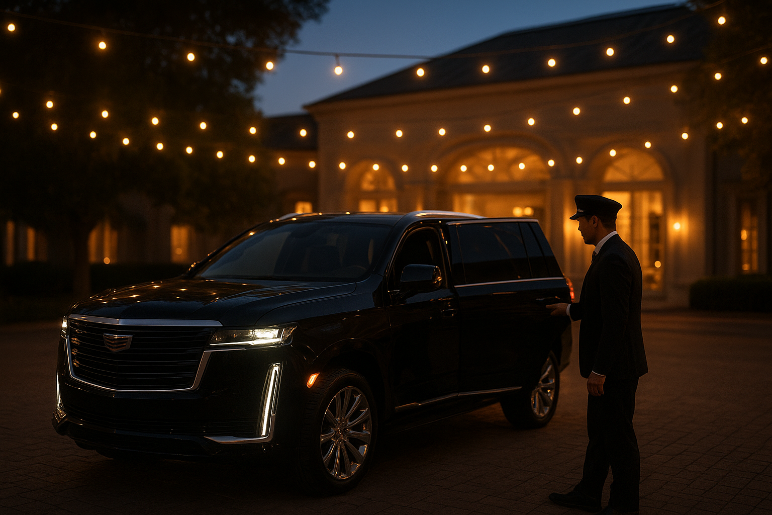 Luxury SUV used for a galas transportation service Charlotte guests arrive in for a black-tie event