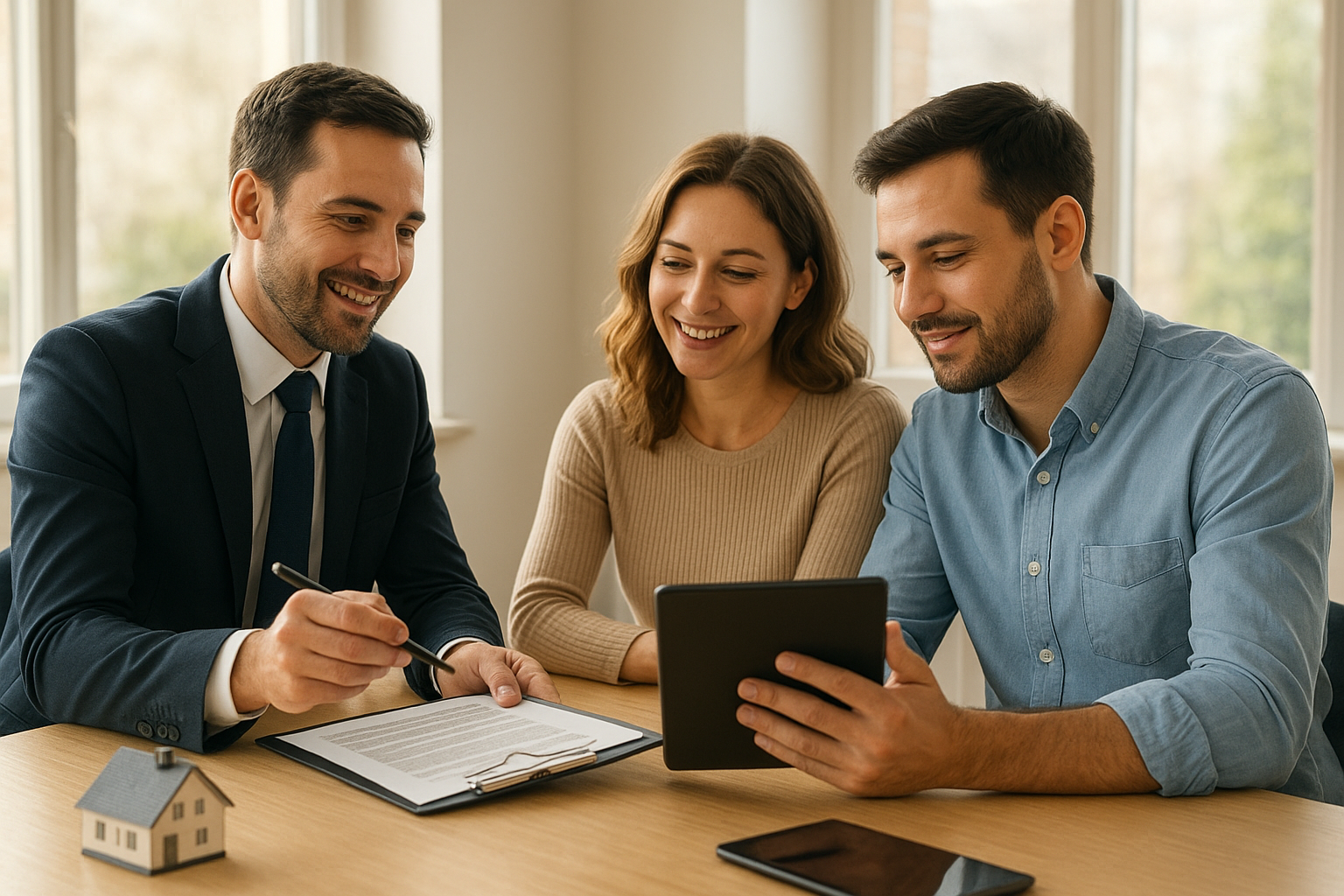 Real estate advisor discussing relocation services South Florida options with clients