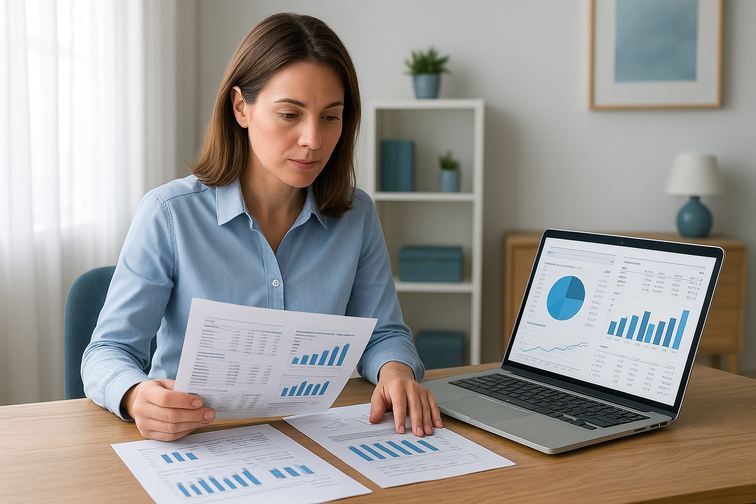 Bookkeeper reviewing reports for mid-sized business bookkeeping Minnesota clients