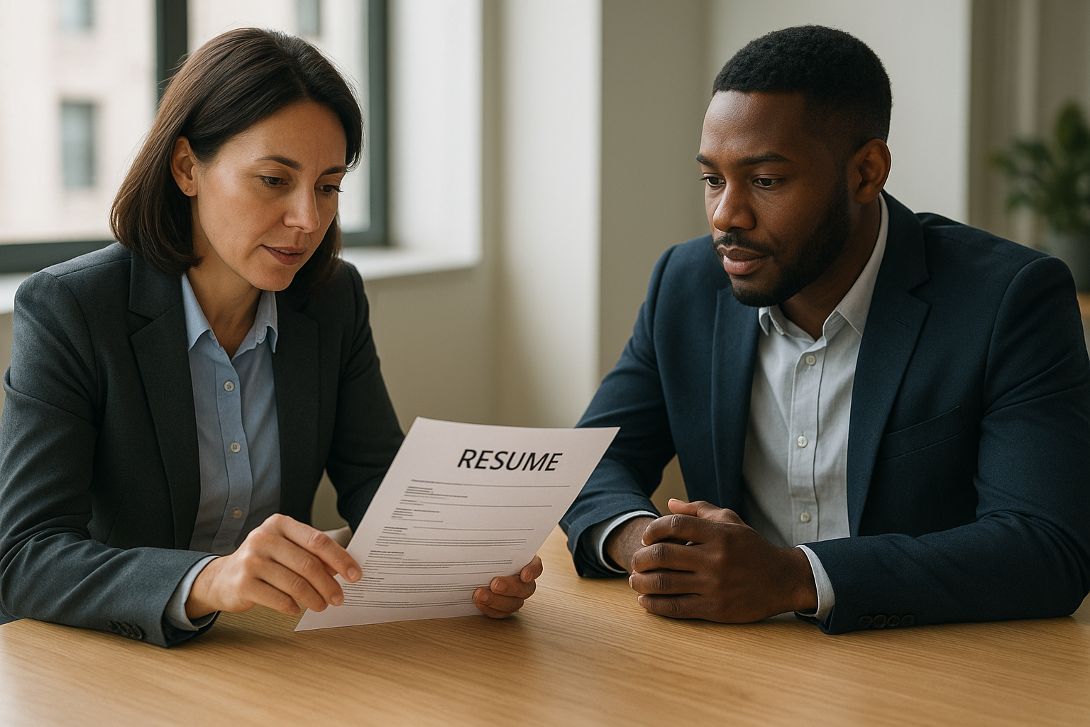 Hiring manager reviewing a candidate's employee relations background during an interview
