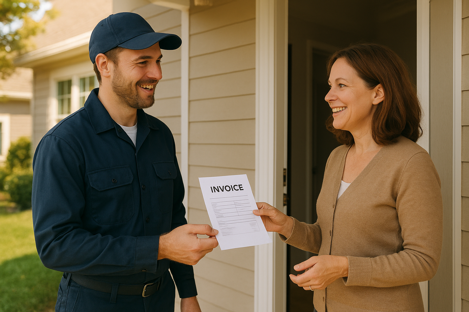 Technician providing transparent pricing after completing an appliance repair