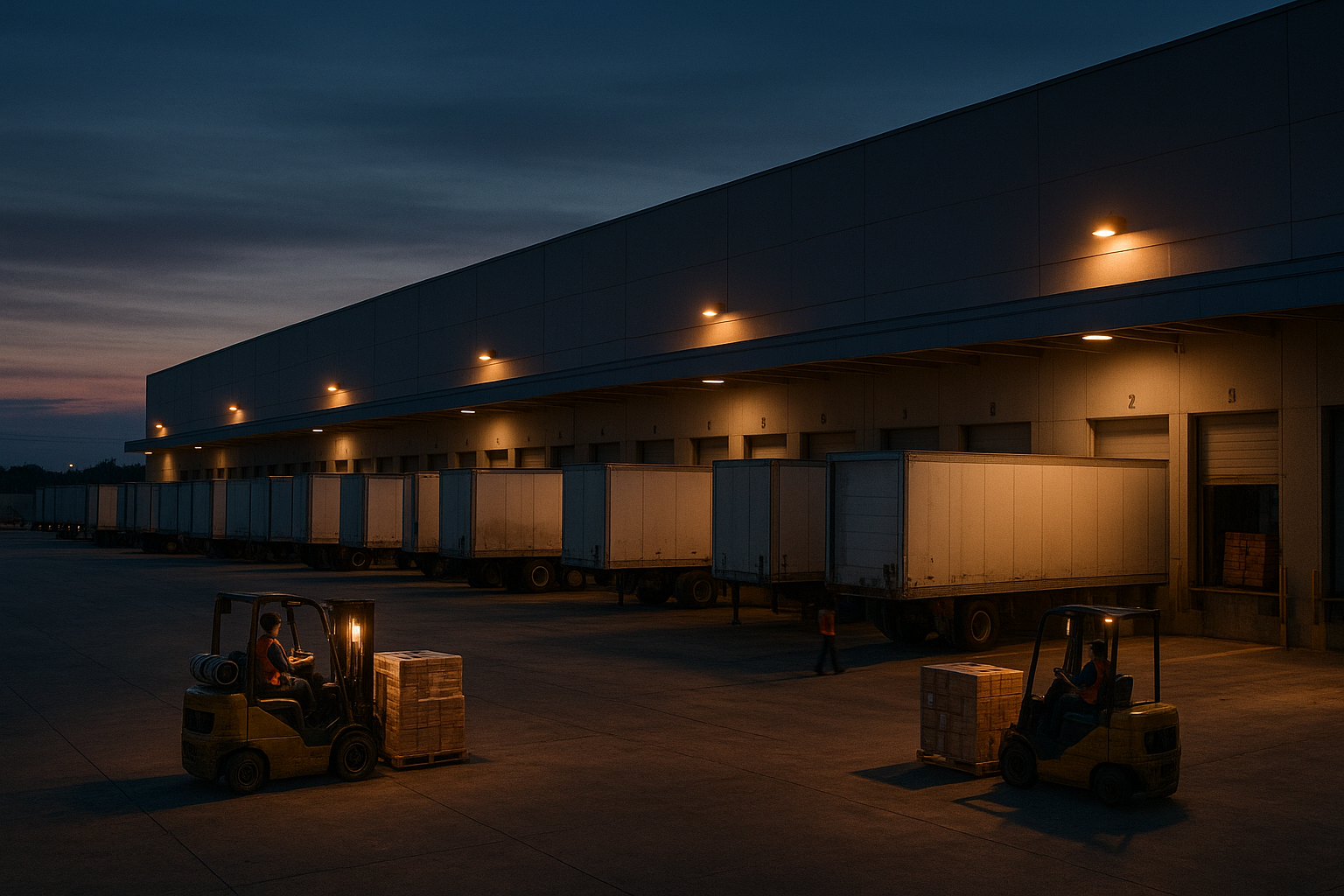 Freight terminal dock workers loading trailers, representing the variety of fedex freight jobs available nationwide
