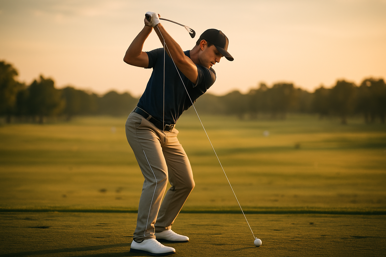 Competitive golfer practicing swing mechanics as part of strategies for competitive golfers