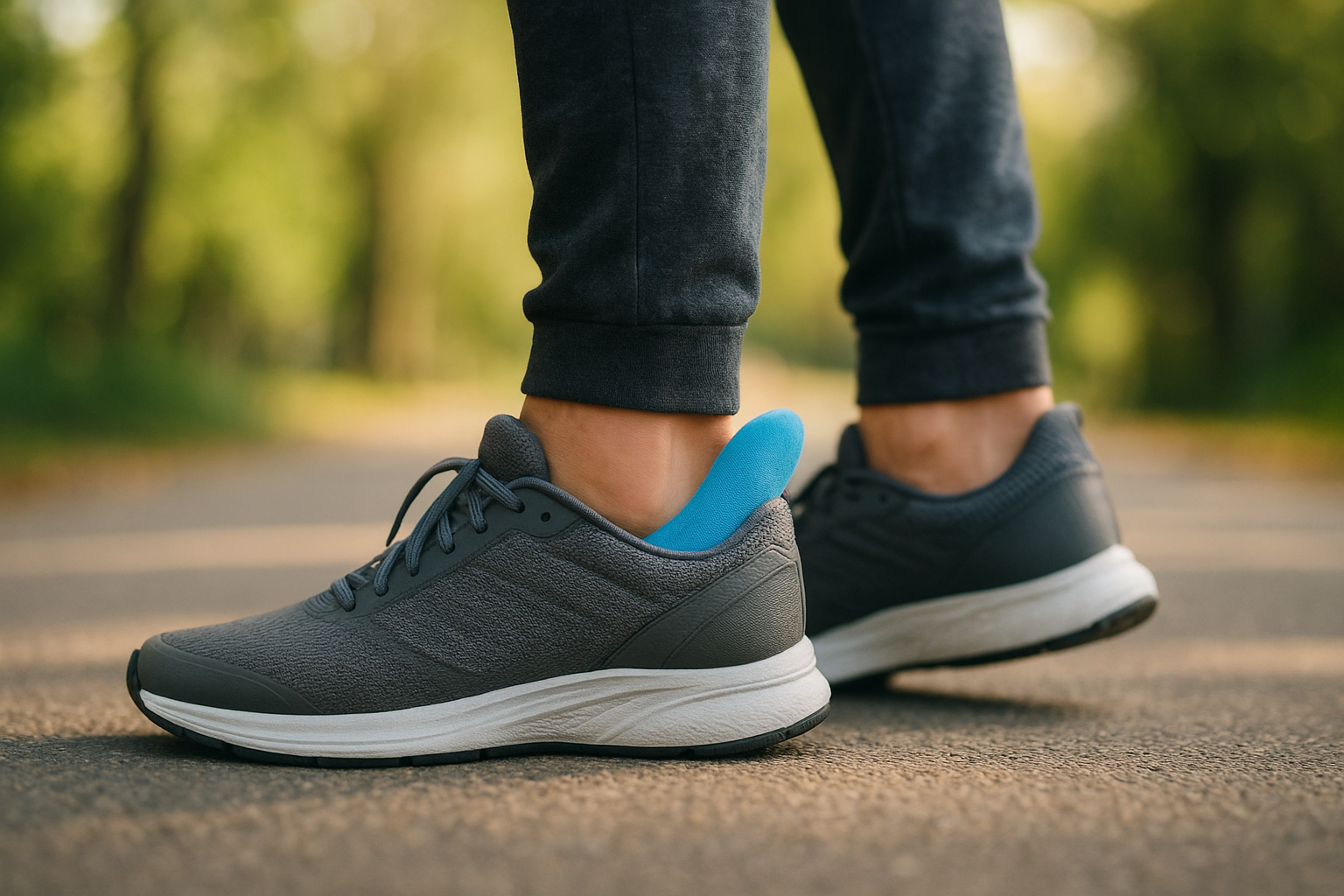 Person walking comfortably in shoes fitted with custom orthotics for flat feet