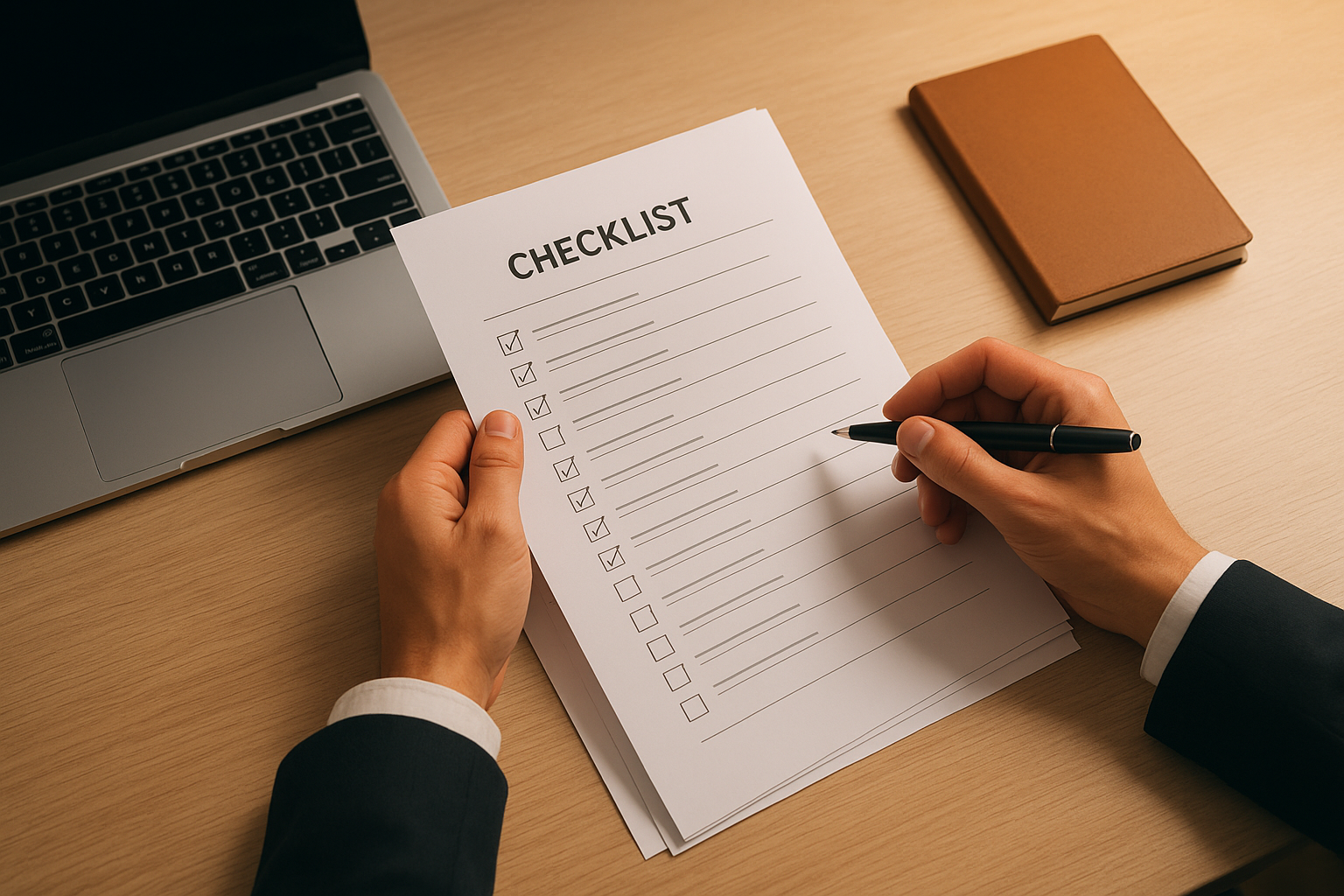 HR professional completing an HR due diligence checklist before a business acquisition
