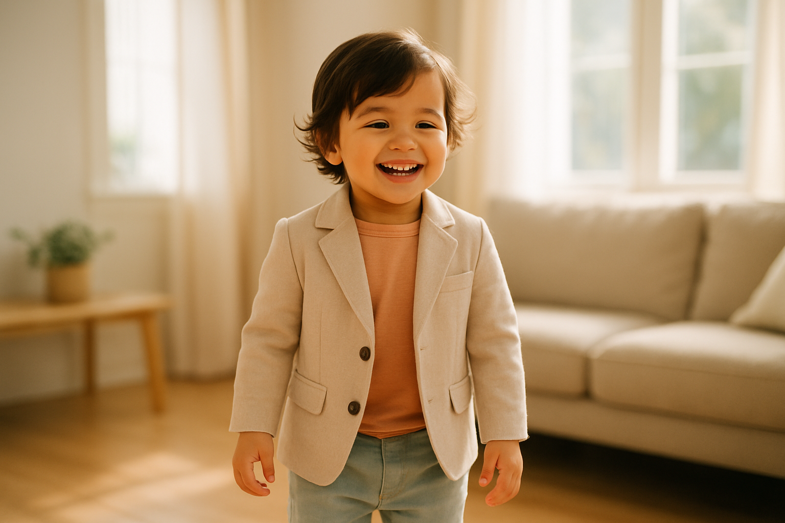 Young child wearing premium children's clothing from a kids rental subscription service