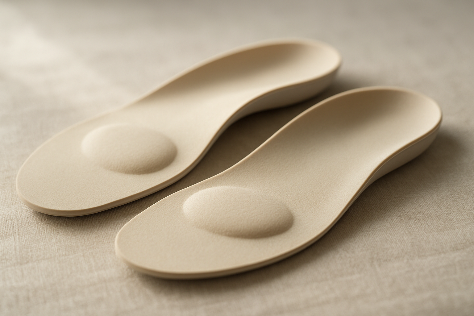 Custom orthotics for metatarsalgia showing a contoured pad that cushions the ball of the foot