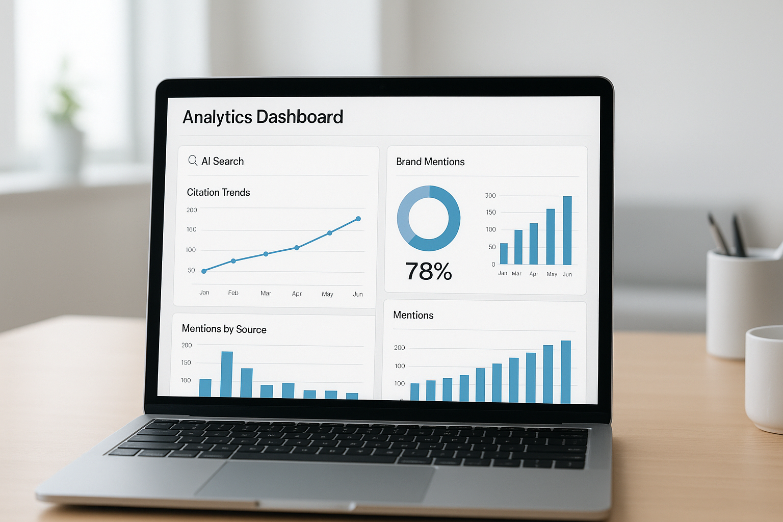Dashboard showing LLM visibility monitoring data across AI search platforms