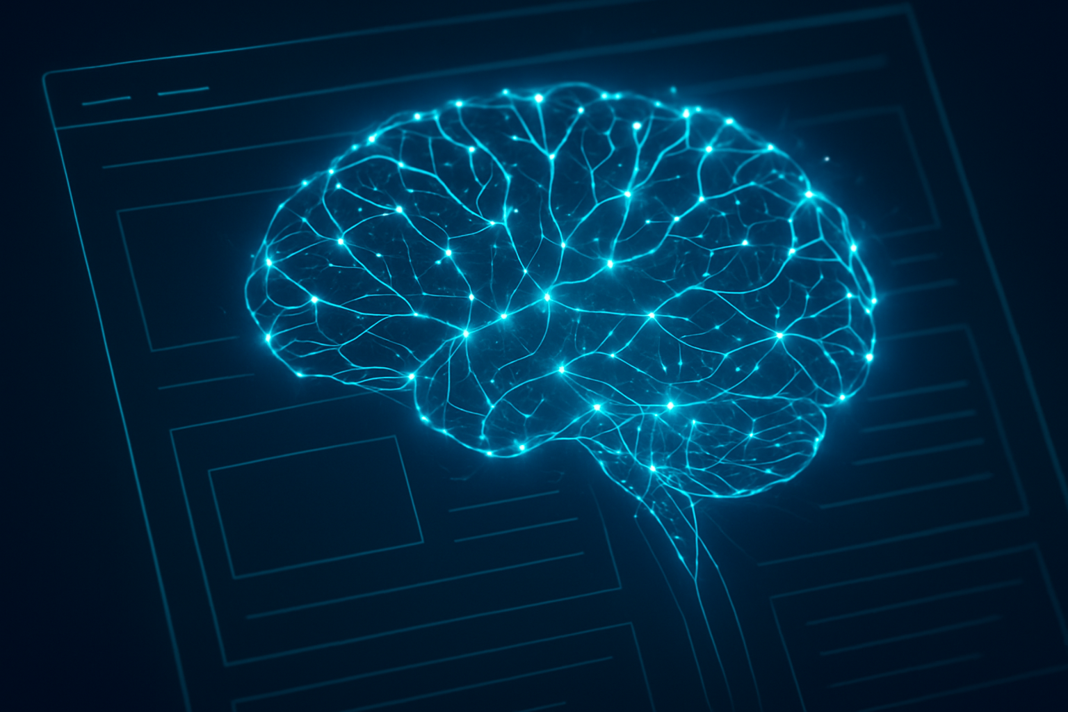 Neural network pattern representing artificial intelligence analyzing website content for search rankings