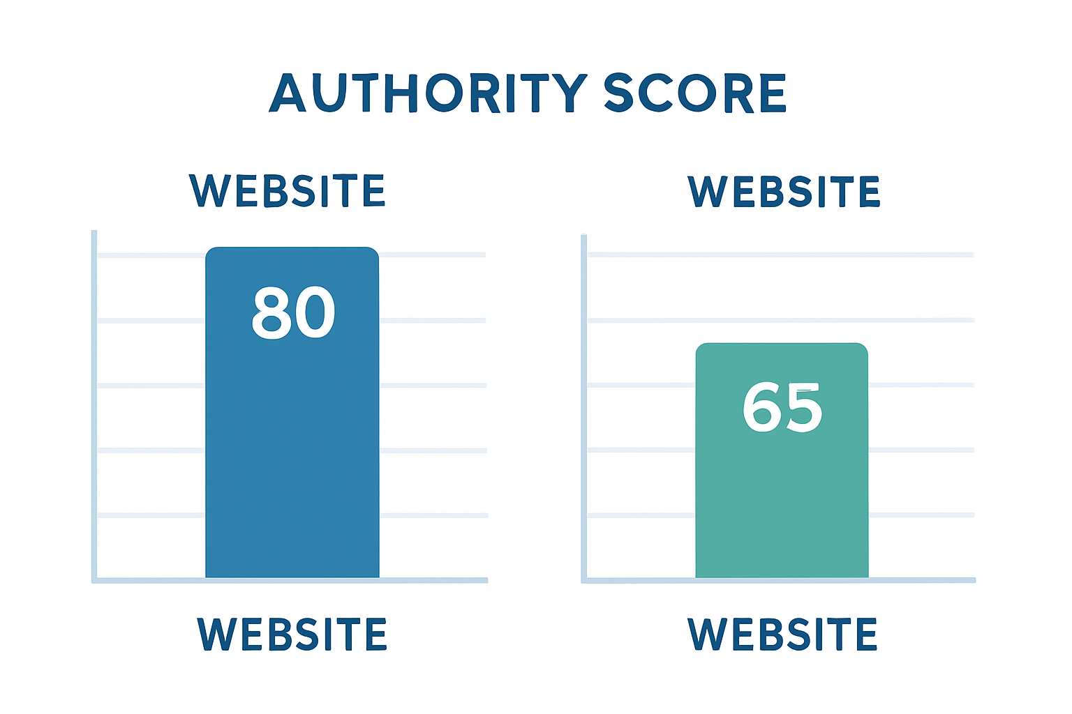 comparison chart showing domain authority versus domain rating scores for two competing websites