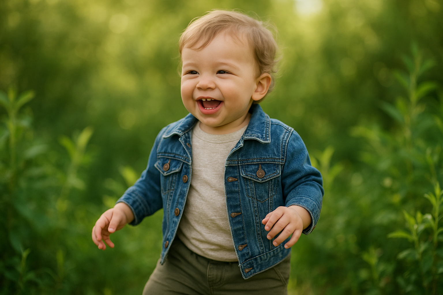 Toddler wearing sustainable rental clothing while playing outside