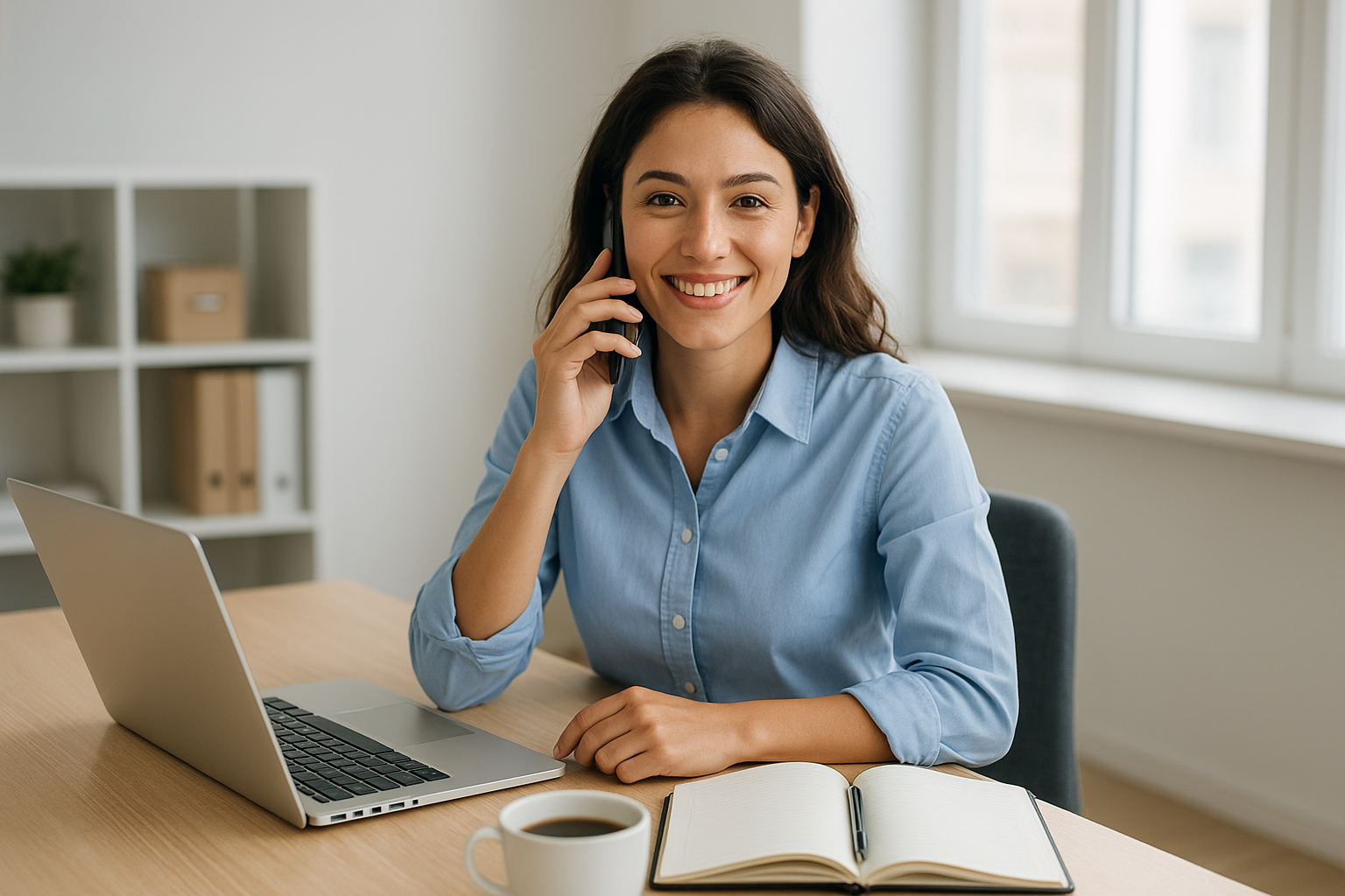 Small business owner calling an HR consultant to discuss workforce compliance management priorities