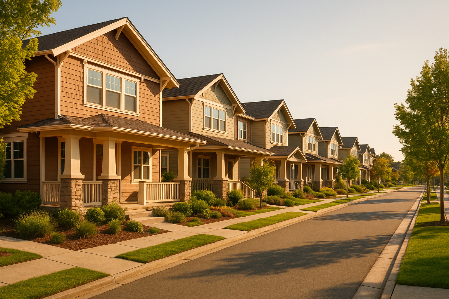 Suburban Bay Area neighborhood street with homes that may need professional inspection services