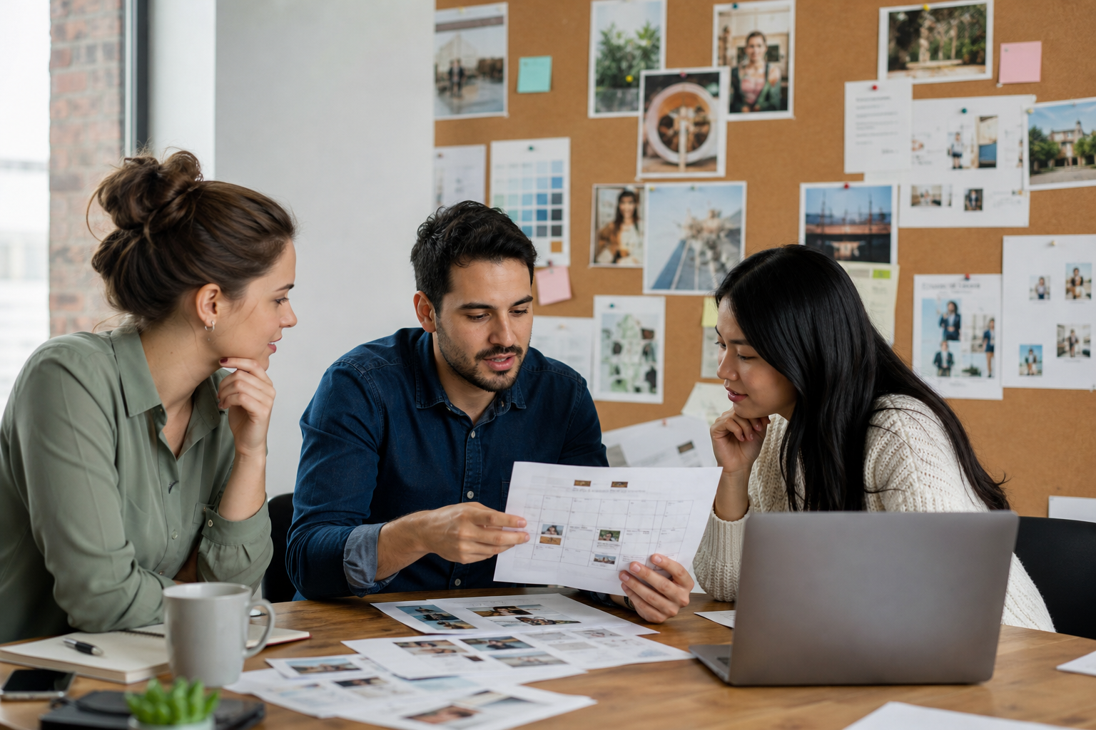 Marketing team planning an influencer outreach campaign using a shared content calendar