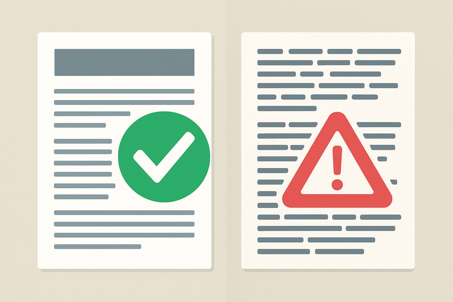 Comparison illustration showing high-quality SEO content versus low-quality AI-generated content