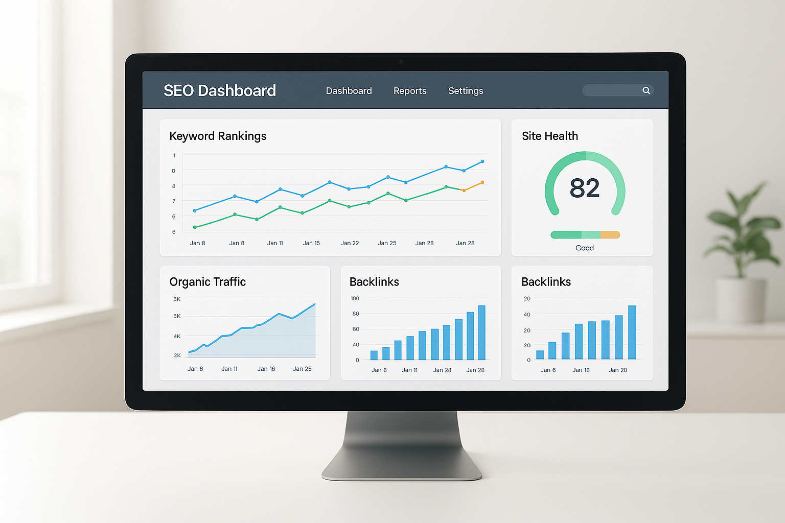 Search Atlas all-in-one SEO platform dashboard showing rank tracking and keyword data