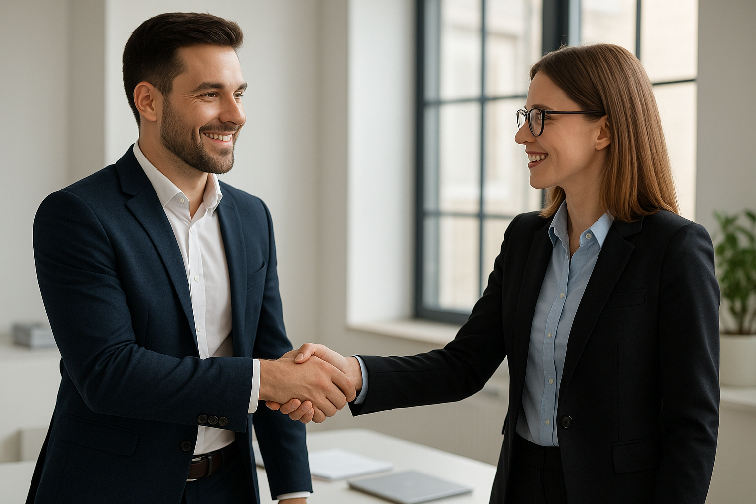 Business owner and lender shaking hands after approval for a capital finance solution