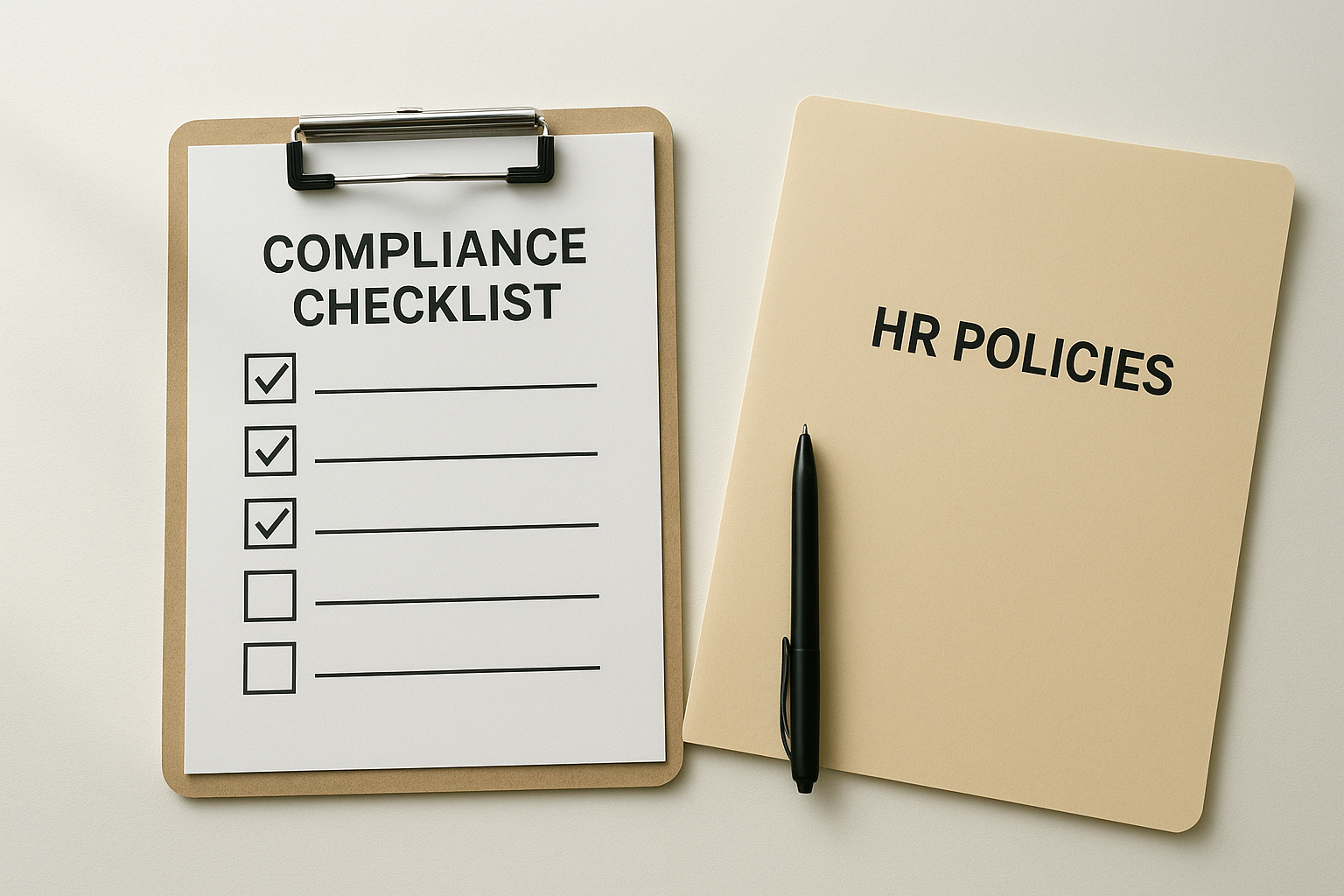 Checklist and folder used during an HR compliance risk review