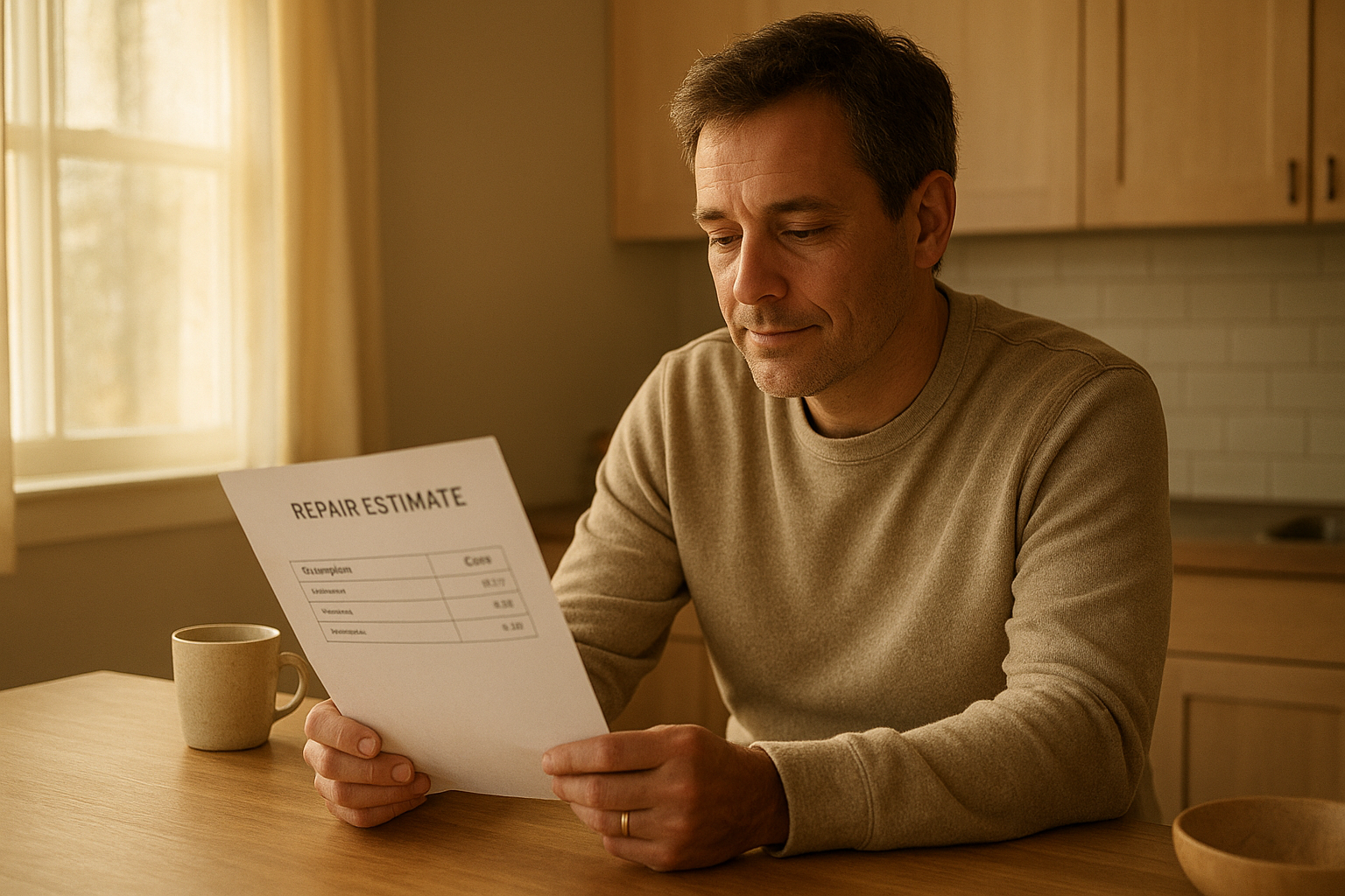Homeowner reviewing a transparent repair quote for affordable appliance service