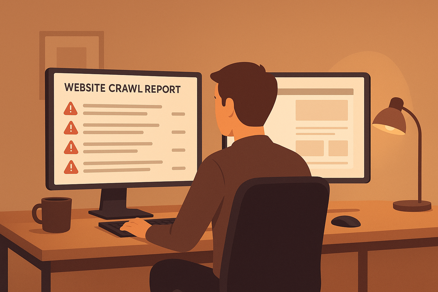 Developer checking broken links on a website using a crawl audit tool