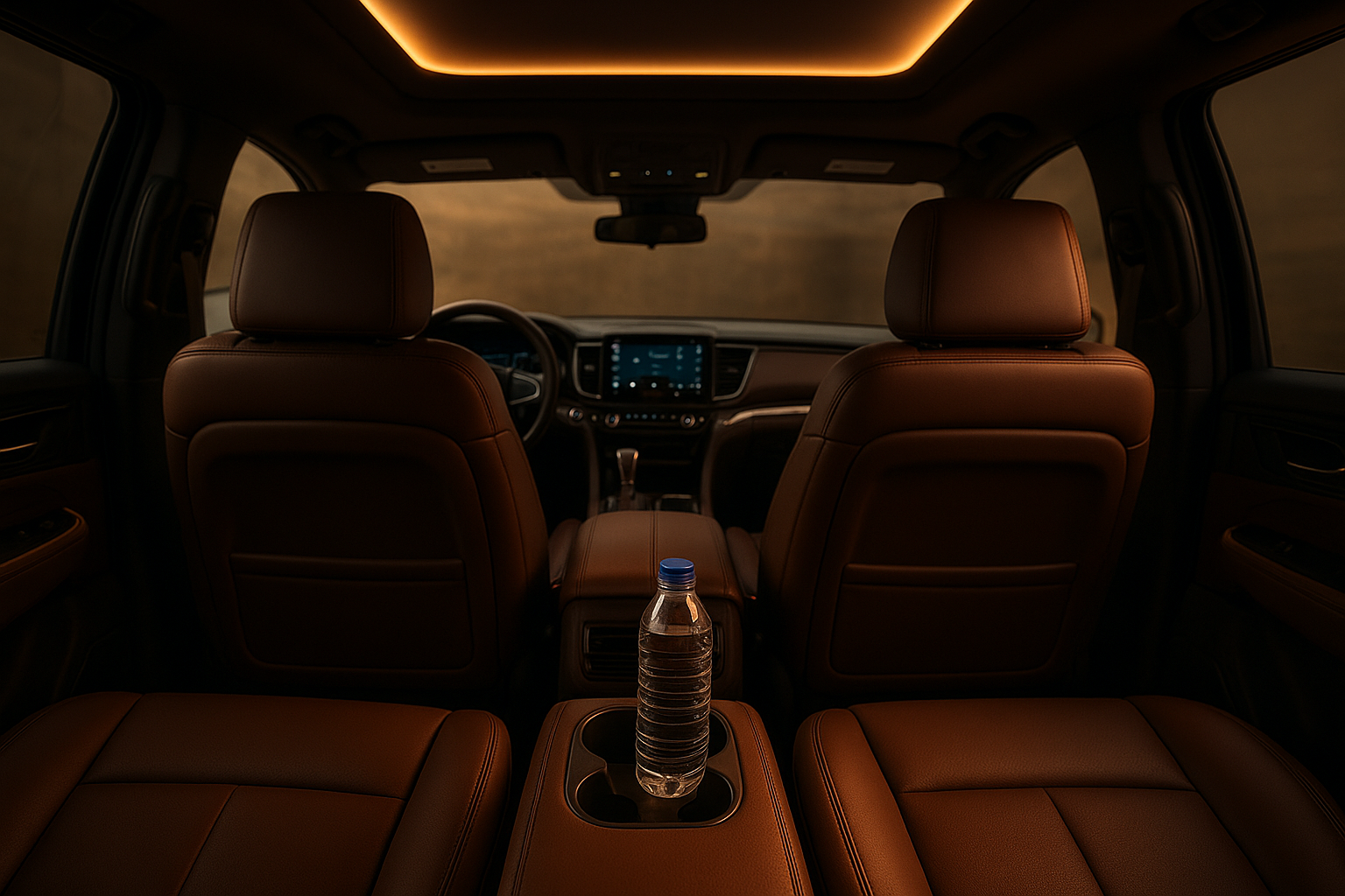 Luxurious leather interior of a chauffeured SUV used for premium ground transportation