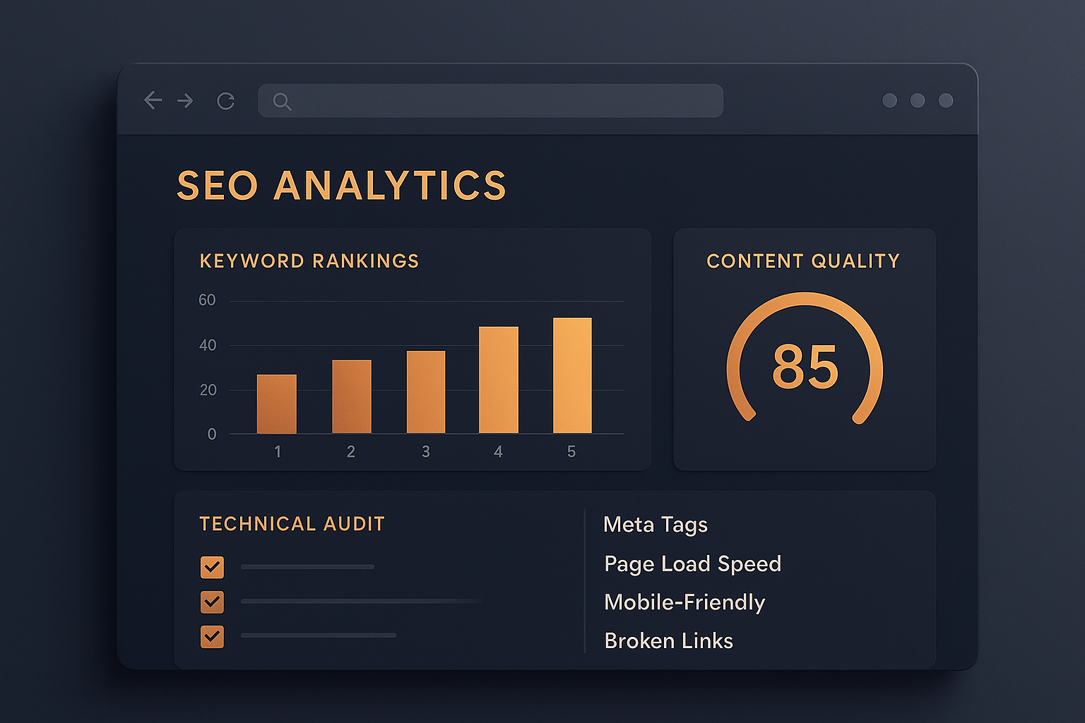 Ranktify SEO dashboard showing keyword rankings and content scores