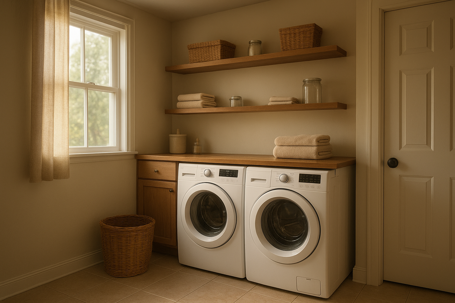 Bright residential laundry room representing appliances covered by personalized appliance service
