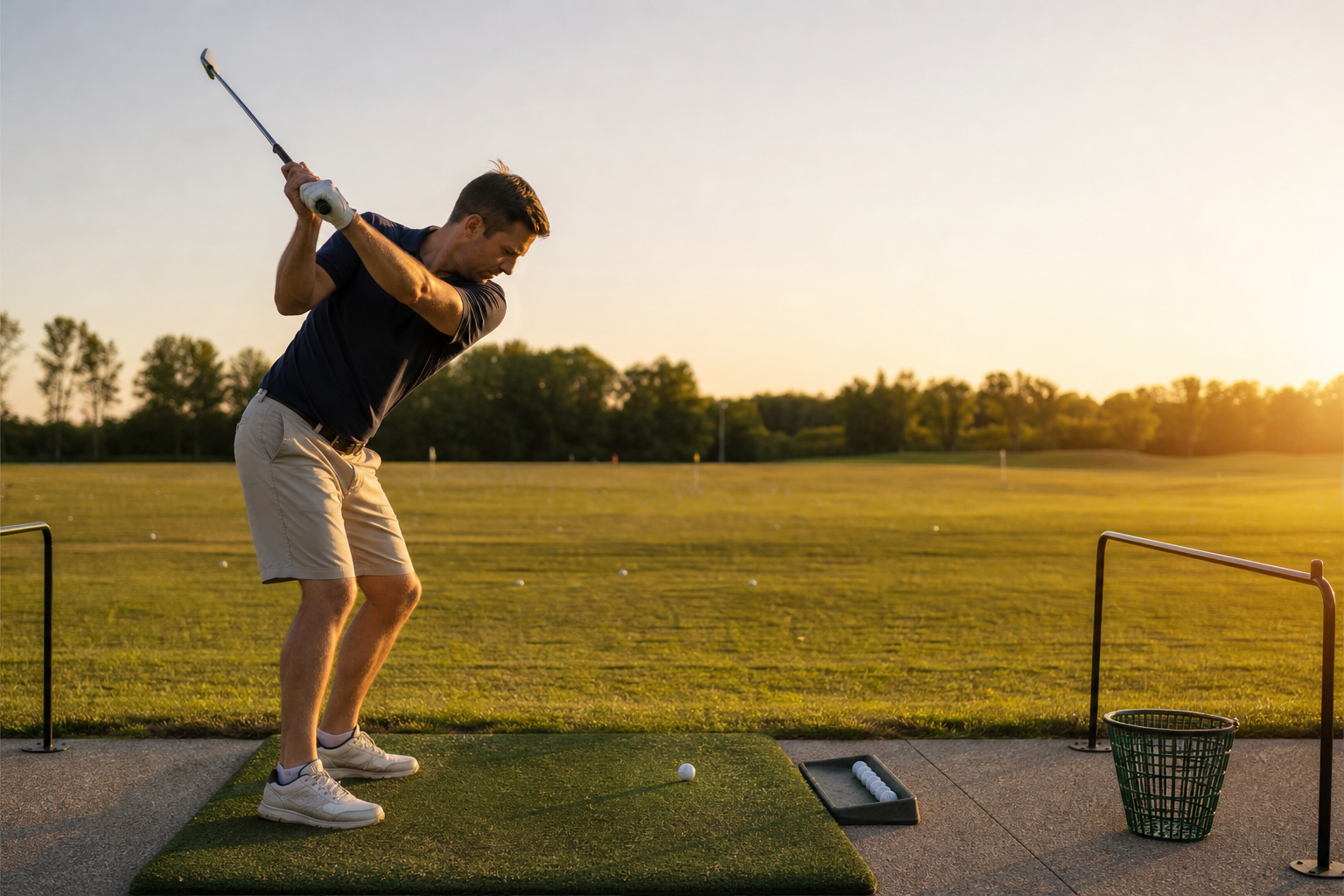 Amateur golfer practicing swing mechanics while learning how to transition from amateur to professional golf