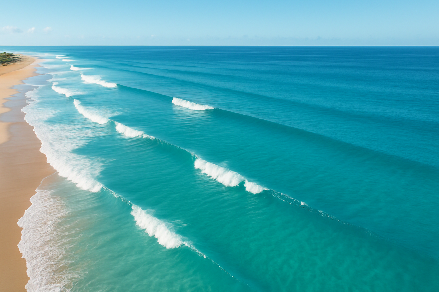 Aerial view of a surf break showing wave sets, lineup, and ocean conditions relevant to surfing terms