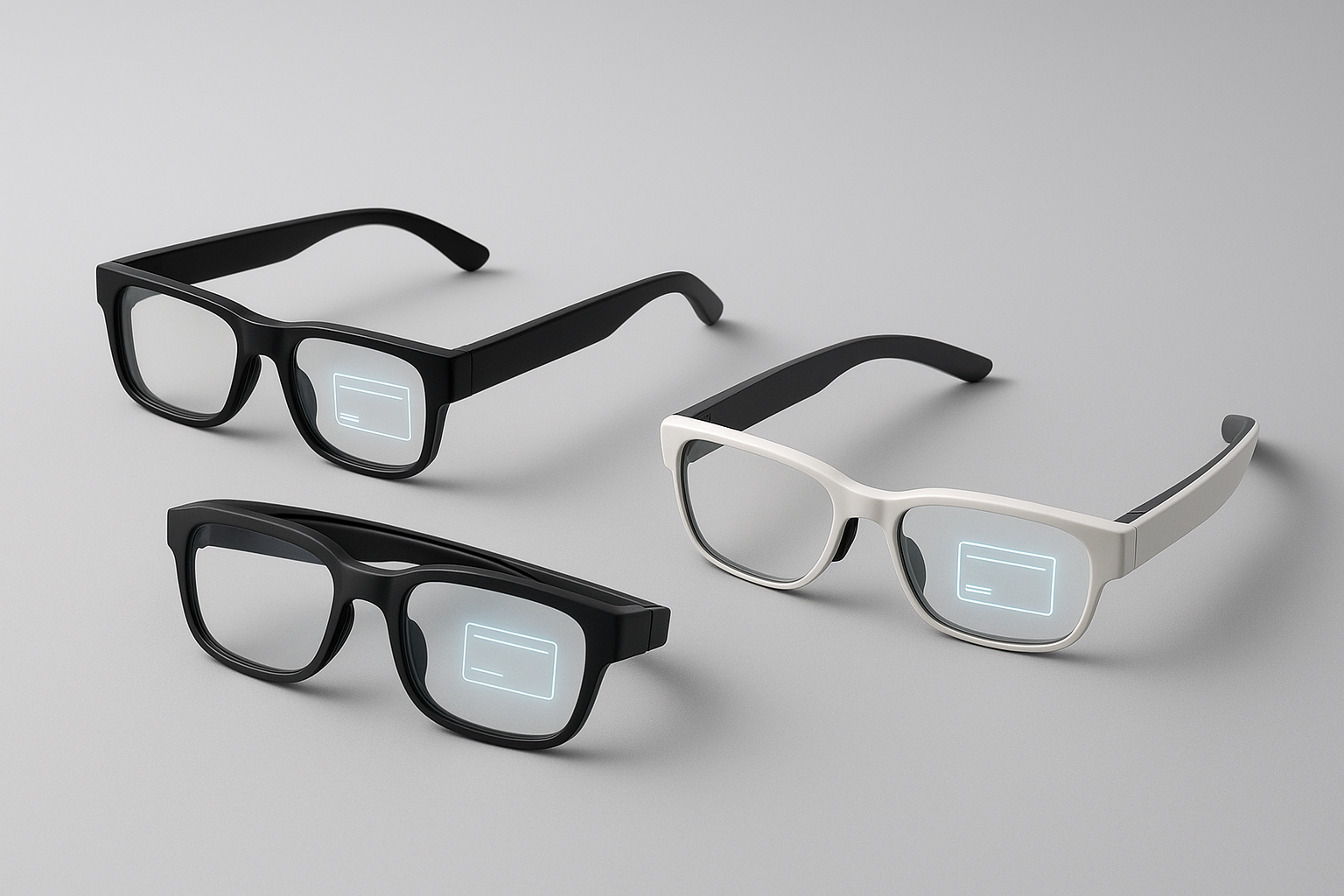 HUD smart glasses comparison showing three display models side by side