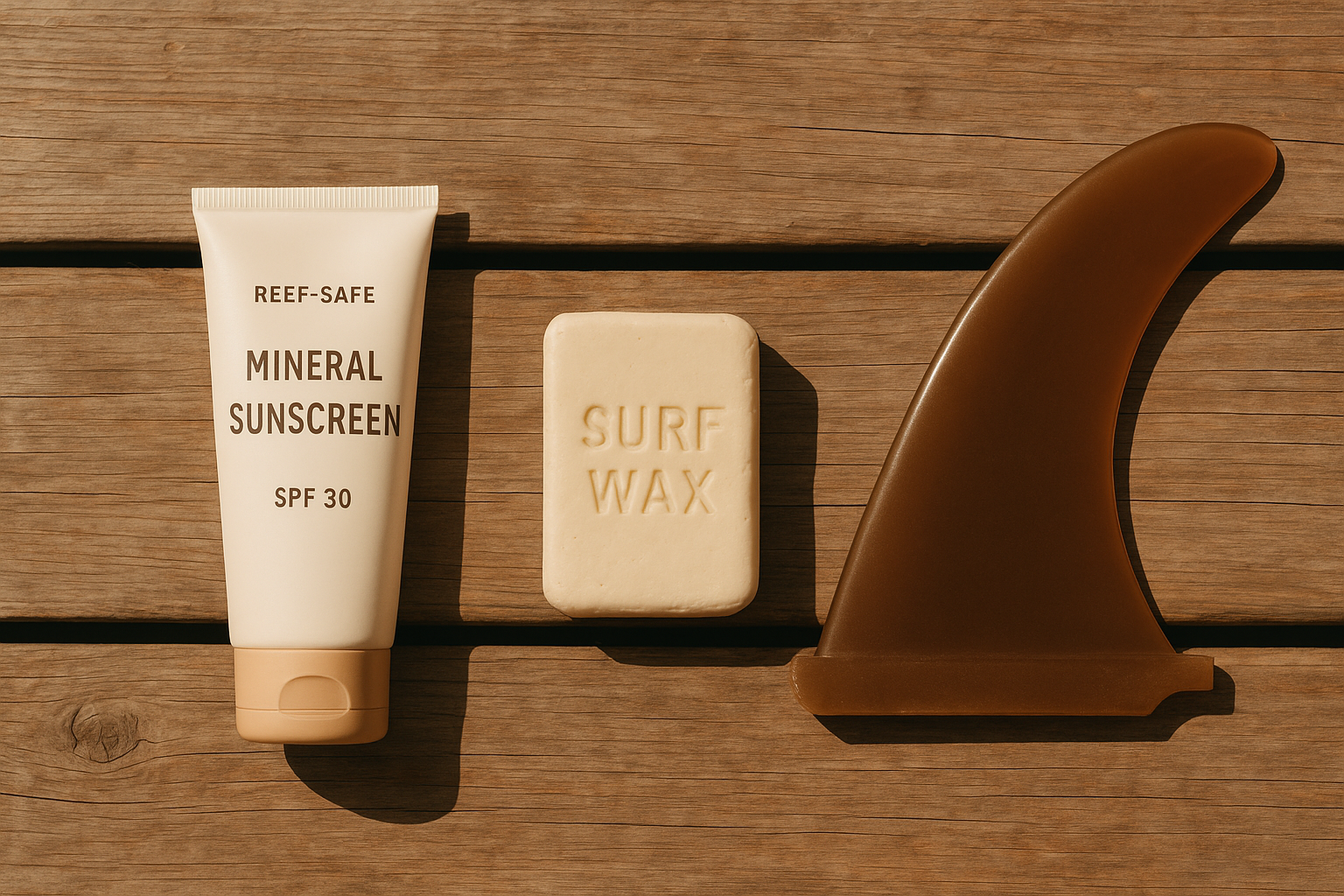 Reef-safe sunscreen and biodegradable surf wax used in sustainable surf lessons