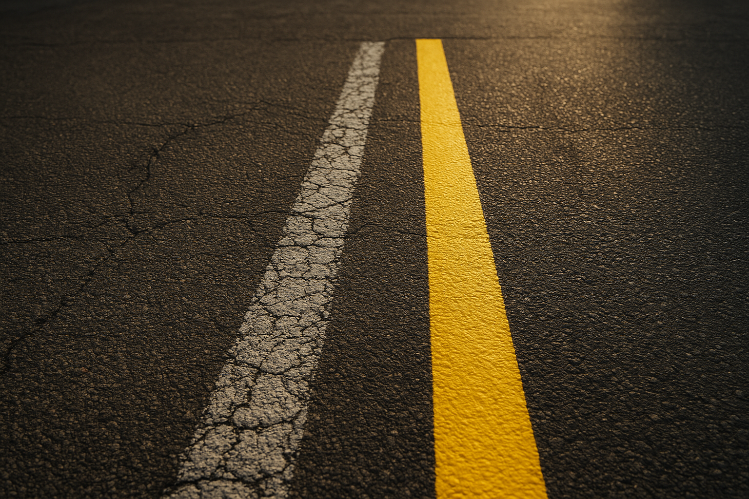 Side-by-side comparison of faded parking lot lines versus freshly repainted lines
