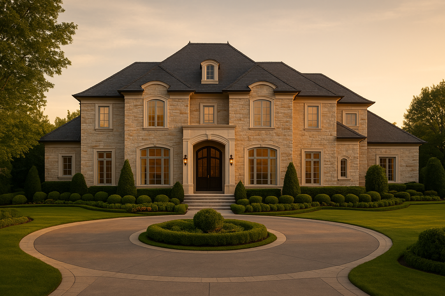 Upscale luxury home exterior in an affluent San Antonio neighborhood