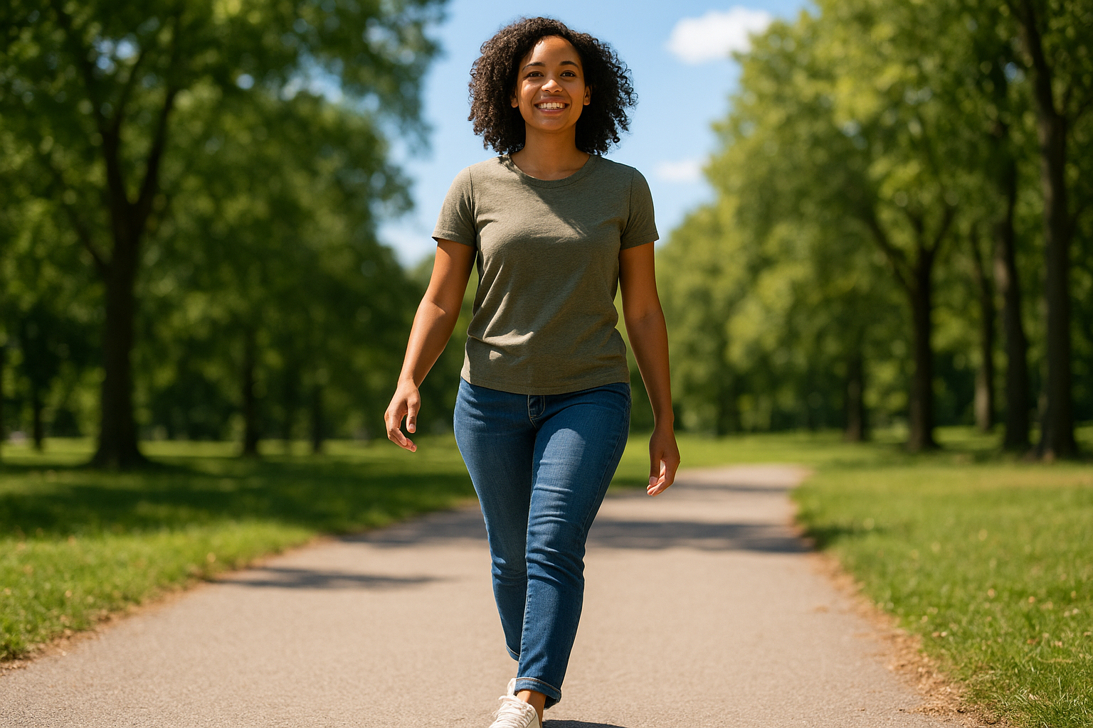 Person walking comfortably outdoors after using custom orthotic pain relief support