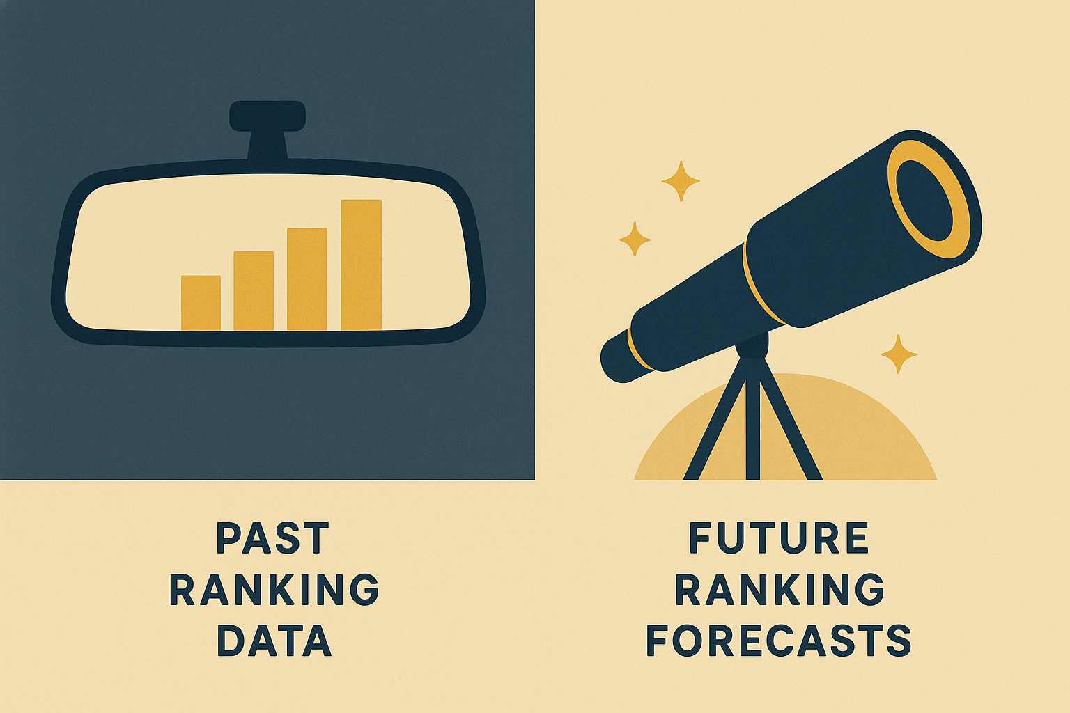Conceptual illustration comparing past ranking tracking with future ranking forecasting