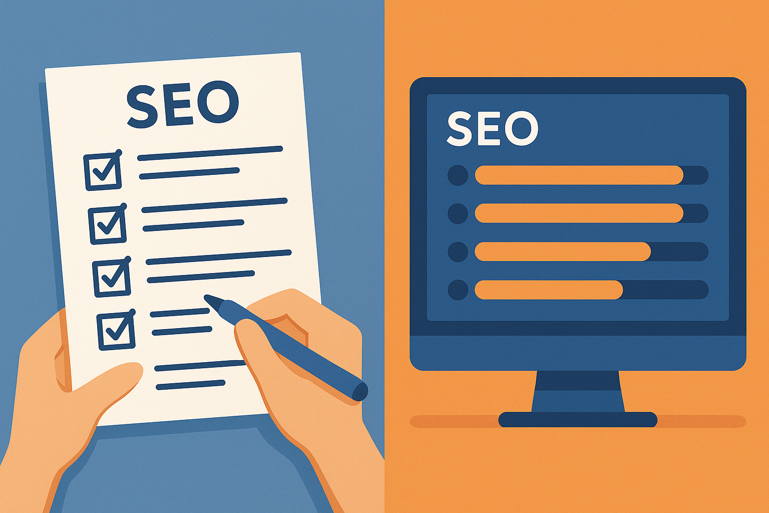 Comparison between manual SEO tasks and automated white label SEO software workflow
