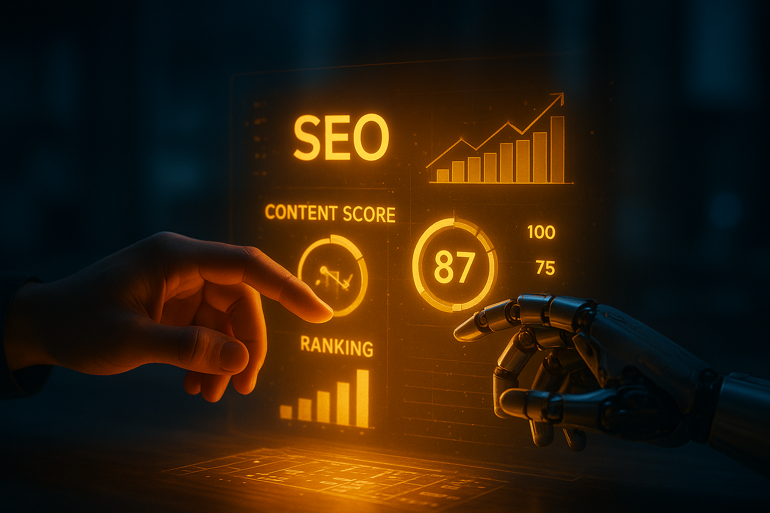 Human and AI collaboration on SEO optimization tasks using holographic data interface