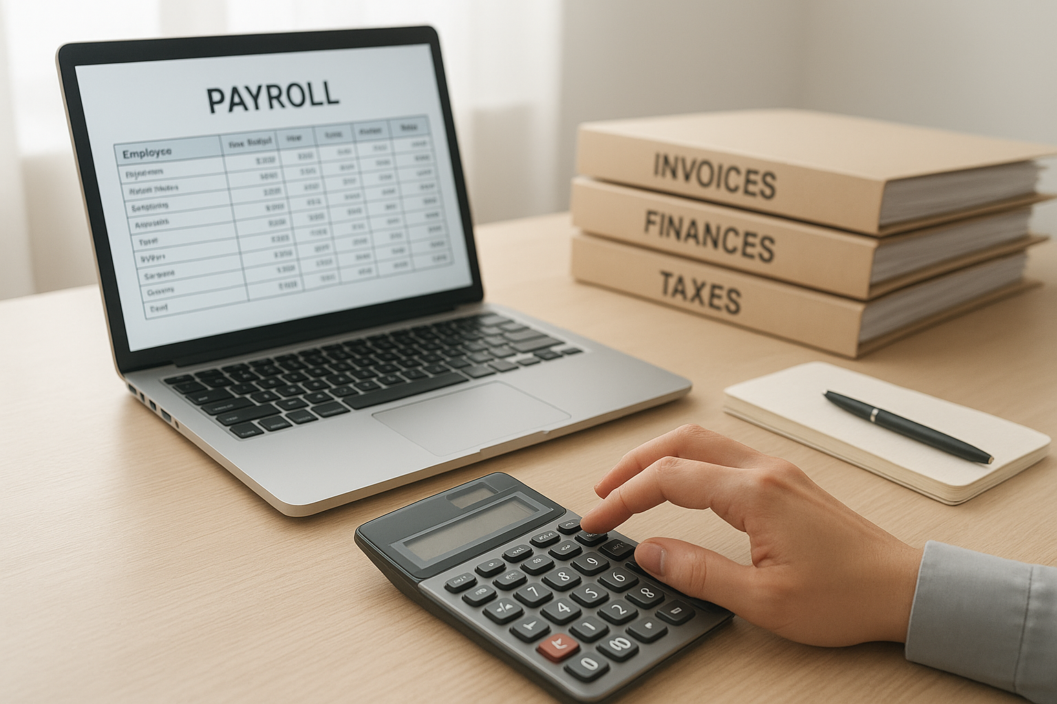 Payroll specialist processing client payments during a bookkeeping session