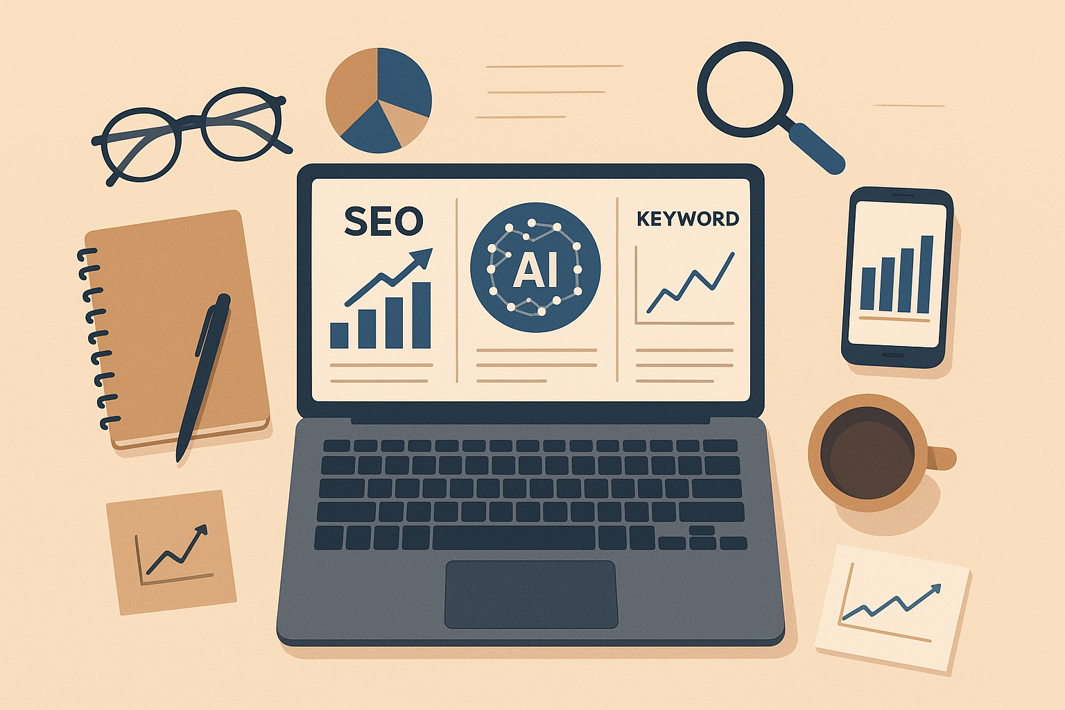 SEO analytics dashboard showing machine learning-driven keyword and ranking insights