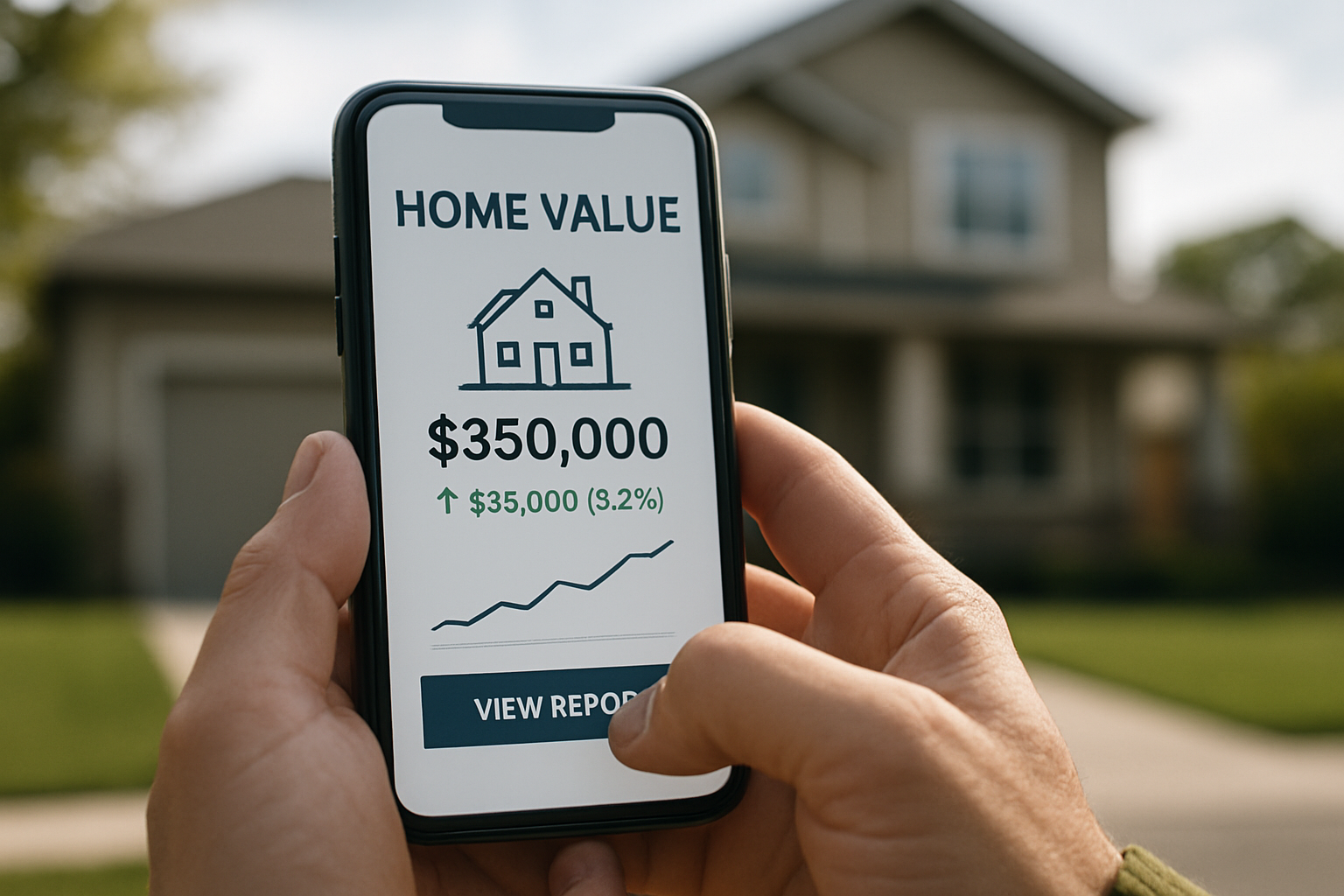 Homeowner viewing a personal home value report that generates listing leads for realtors