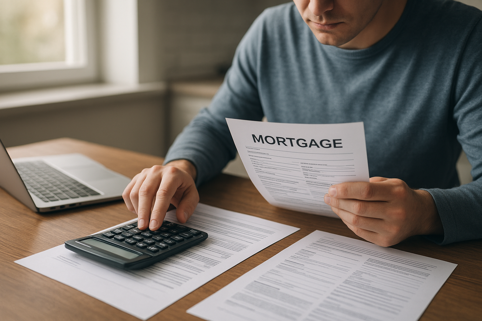 Homeowner reviewing pre-foreclosure sells paperwork at a kitchen table in San Antonio