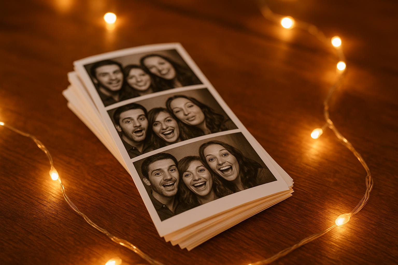Printed photo strips from the Prints package photo booth rental option
