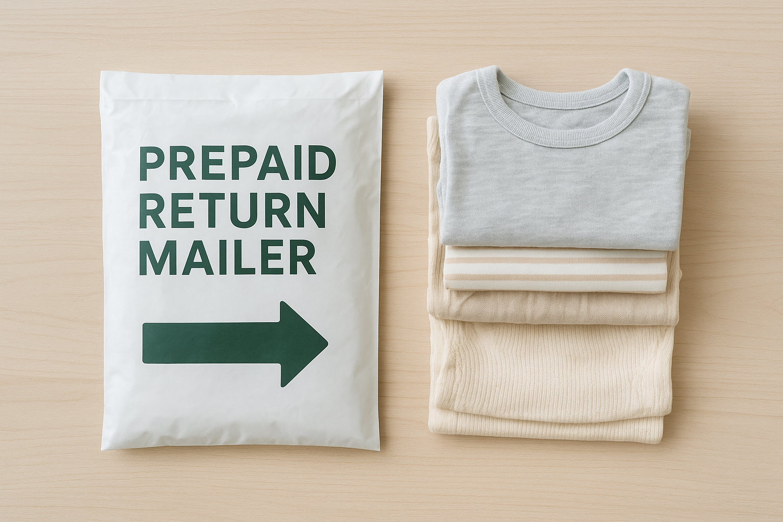 Prepaid return mailer bag for sending back children's rental clothes after monthly use