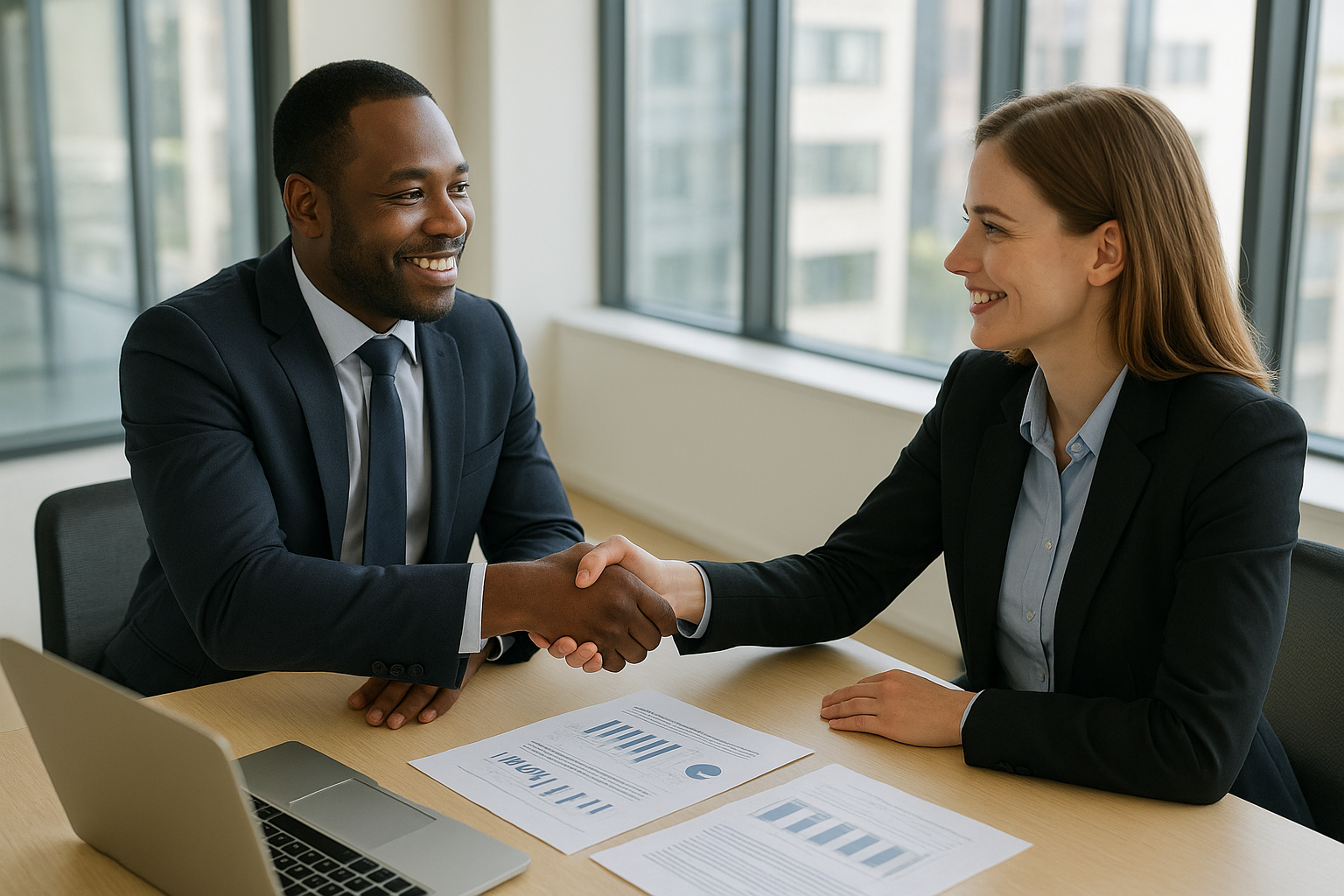 Business owner and lender finalizing an invoice financing solutions agreement