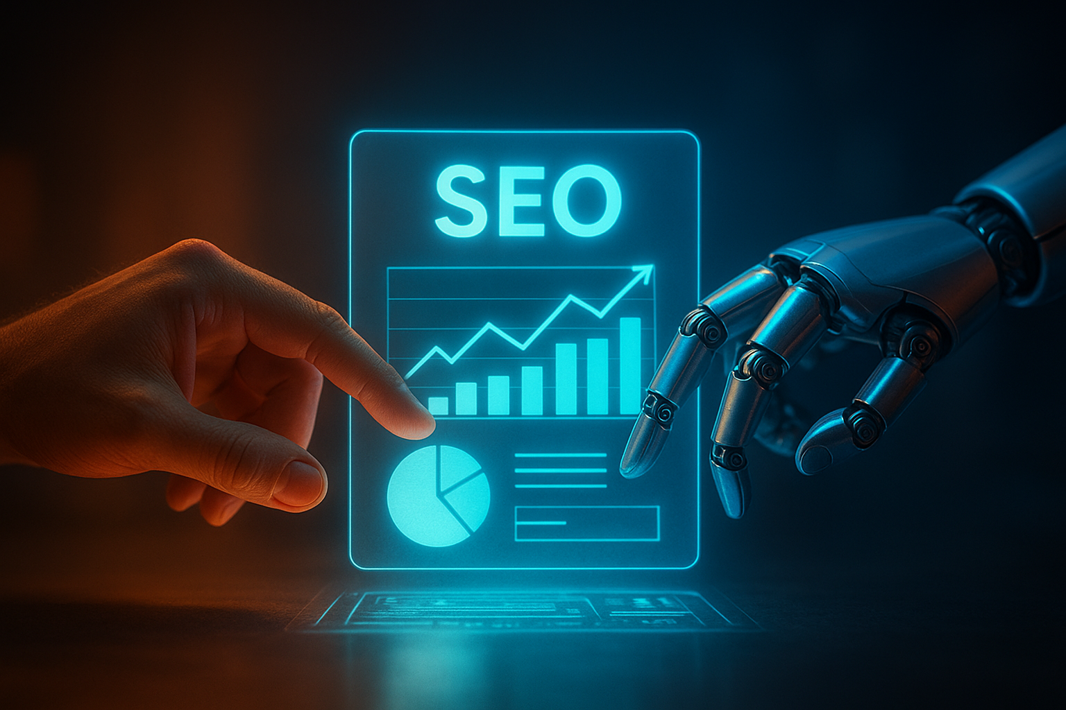 Human and AI collaboration on SEO analysis representing the balance between automation and human judgment