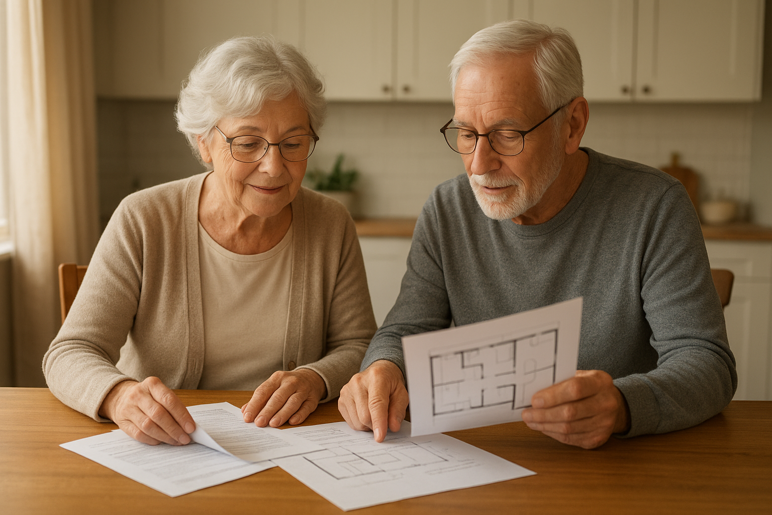 Empty nester couple reviewing a customized selling strategy with their real estate agent