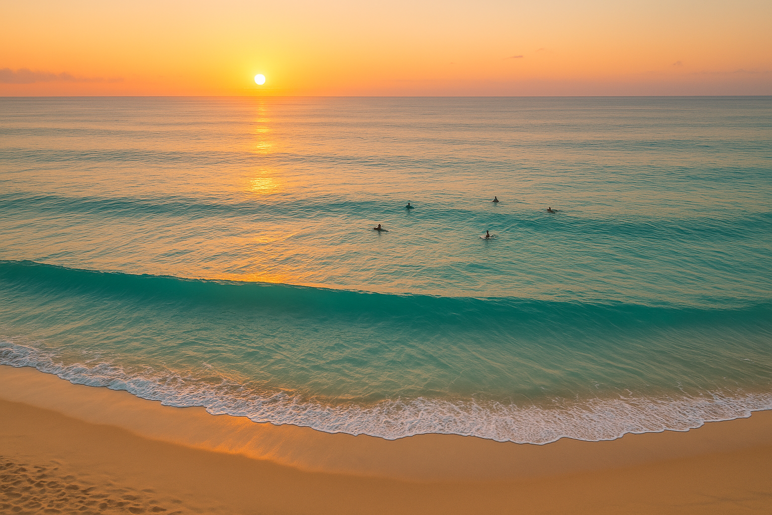 Aerial view of gentle Honolulu surf conditions ideal for custom surf coaching sessions