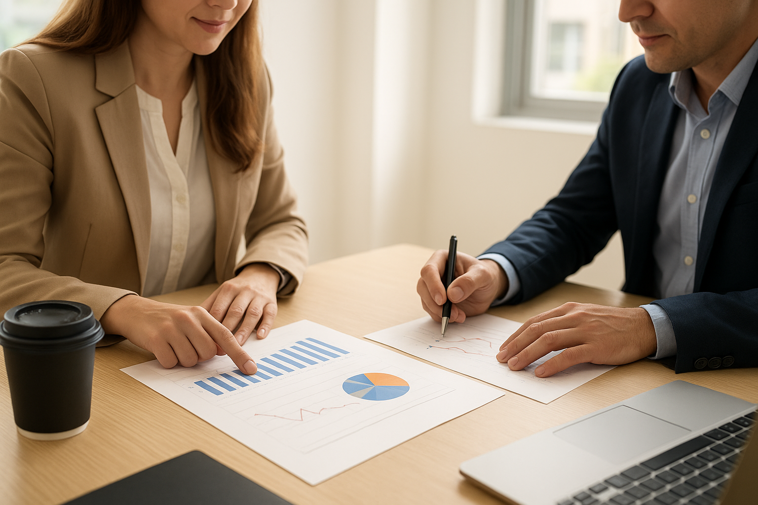 Business owner reviewing financial reports during a consultation with a Minneapolis accounting firm