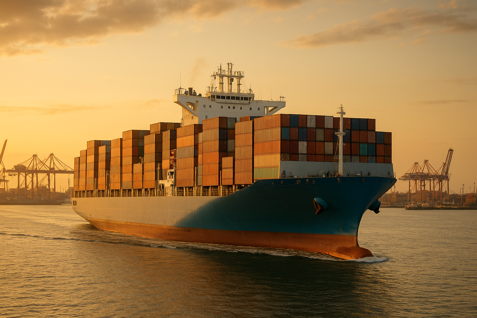 Container vessel representing mediterranean shipping company ocean freight routes